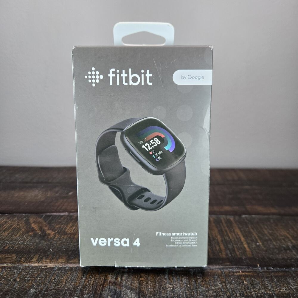 Fitbit Versa 4 Fitness Smartwatch Graphite Aluminum Black Infinity Band